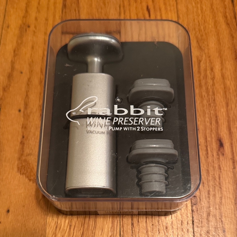 Rabbit Silver Wine Preserver with Two Stoppers NWOT.